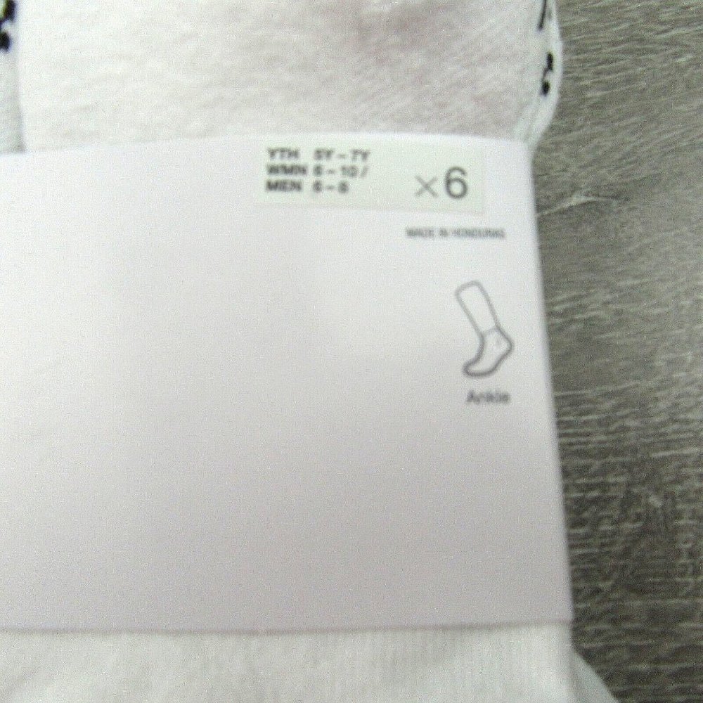 Nike Everyday Plus Ankle Socks White (6 Pack) Womens 6-10 / Youth 5Y-7Y NEW - Picture 4 of 8